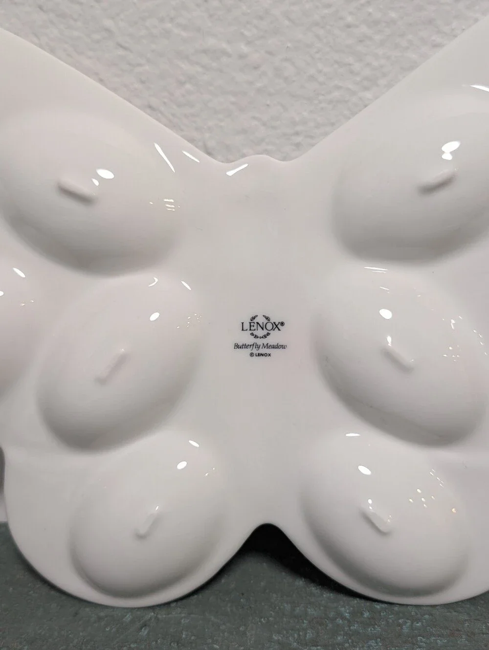 Vintage Lenox Butterfly Meadow Deviled Egg Dish Sculpted Platter Floral Bee